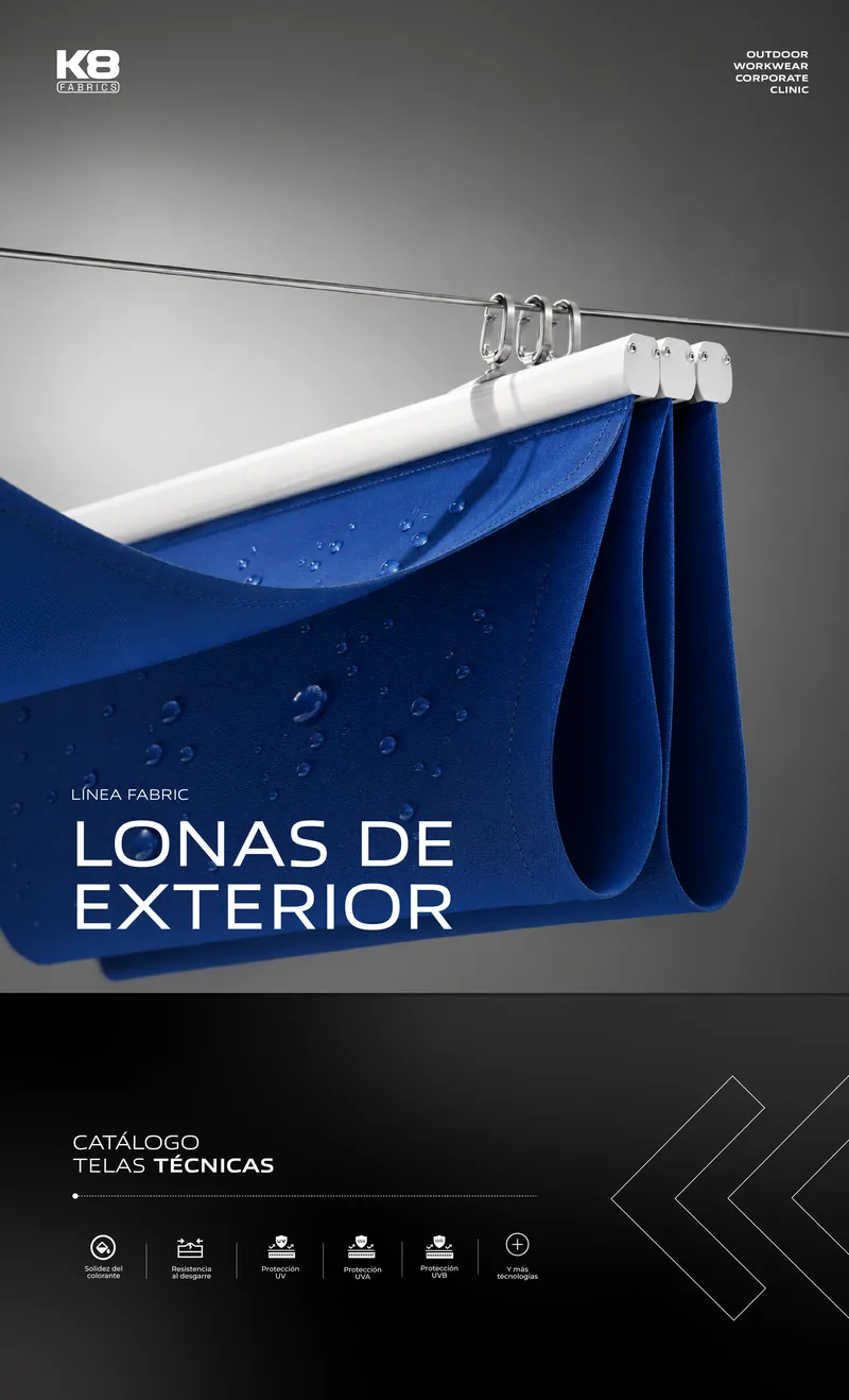 Portada del catálogo Lonas de Exterior, Línea Fabric K8